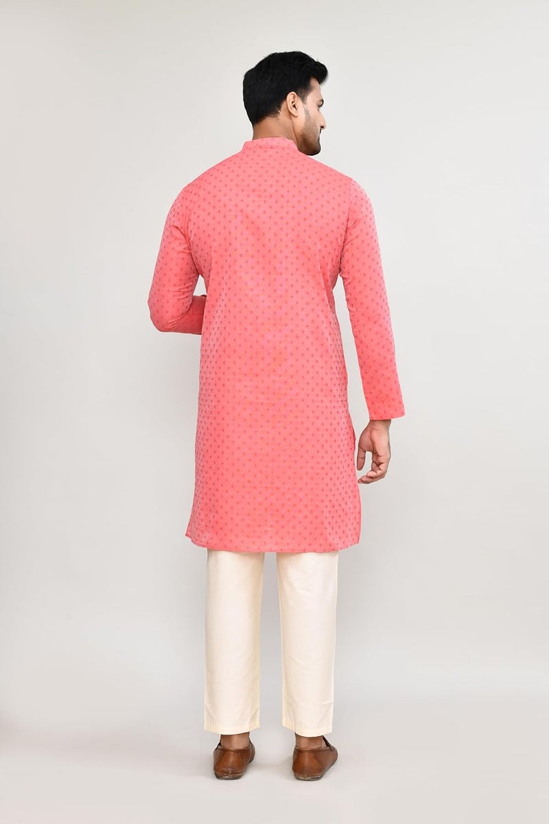 POLY2FAB Hathkargha Men's Art Silk Designer Printed Kurta Pyjama Set with Mandarin Collar and Full Sleeves - Image 2